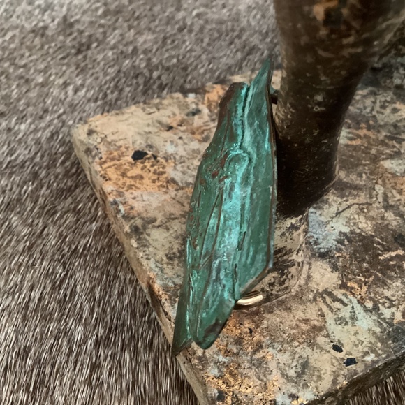 Vintage Elaine Coyne Modernist Brass Verdigris Patina Horse Head Belt Buckle